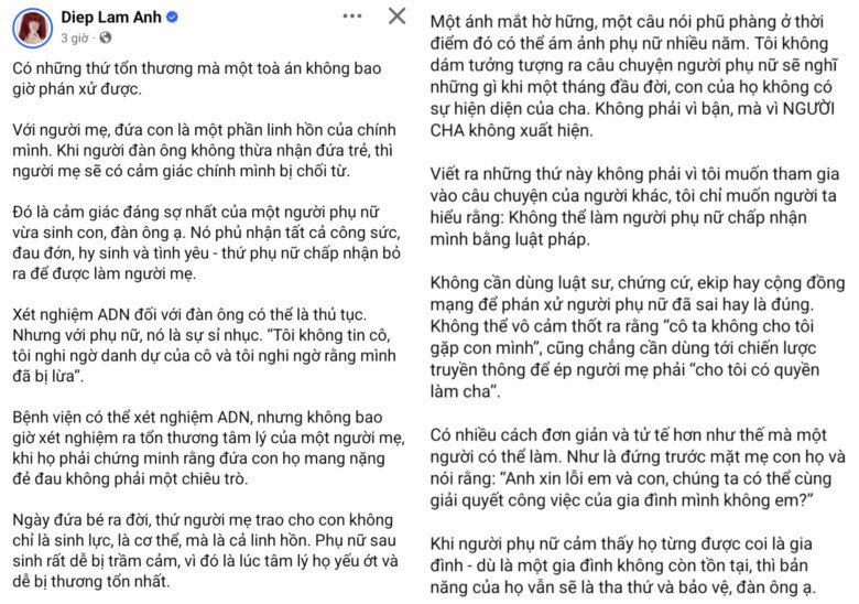 Bài viết của Diệp Lâm Anh đang được chia sẻ rầm rộ trên nhiều diễn đàn.
