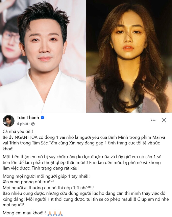 Bài viết kêu gọi của MC Trấn Thành nhanh chóng nhận được nhiều sự quan tâm.
