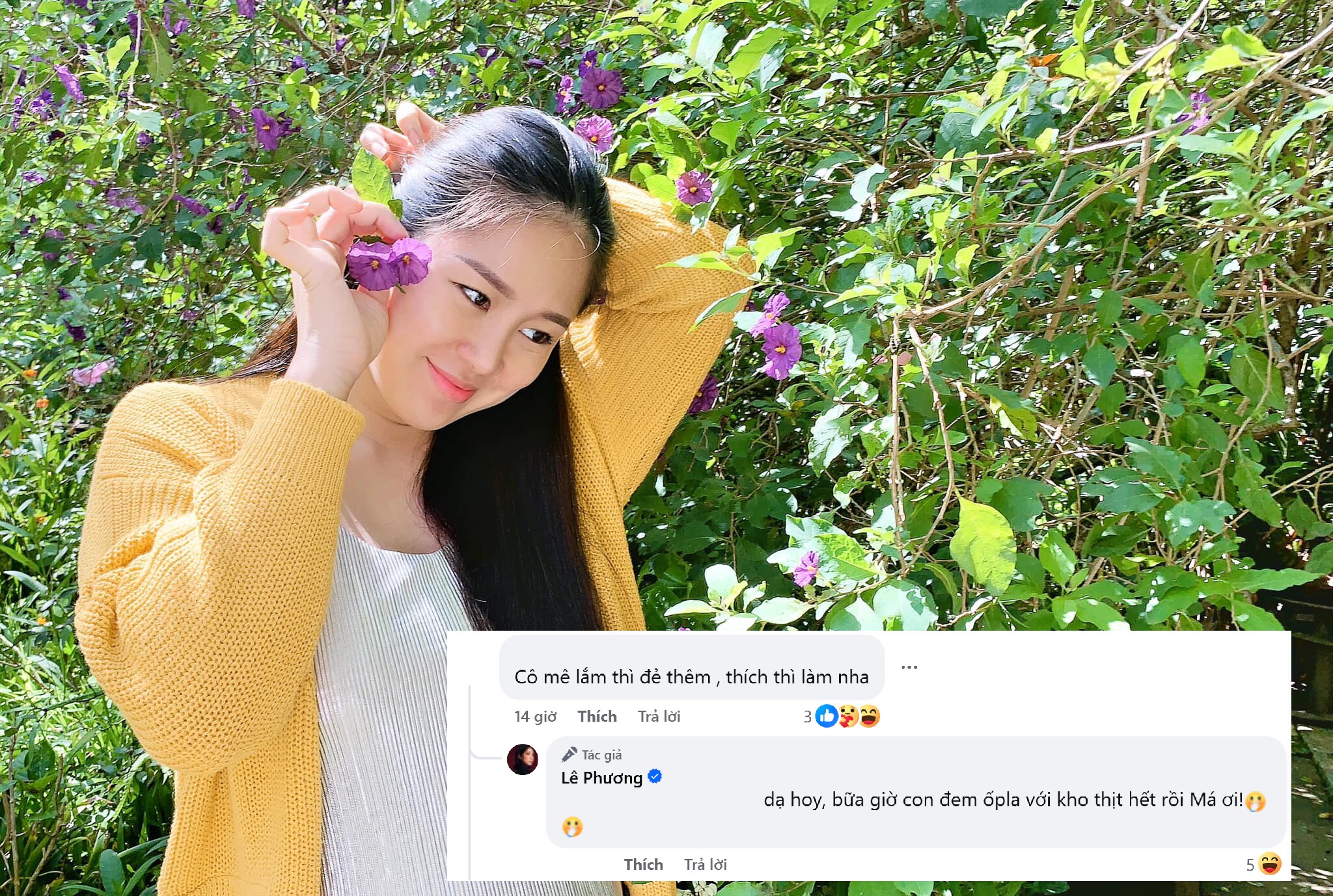 Bài viết của Lê Phương khiến khán giả hiểu lầm nữ diễn viên có tin vui.