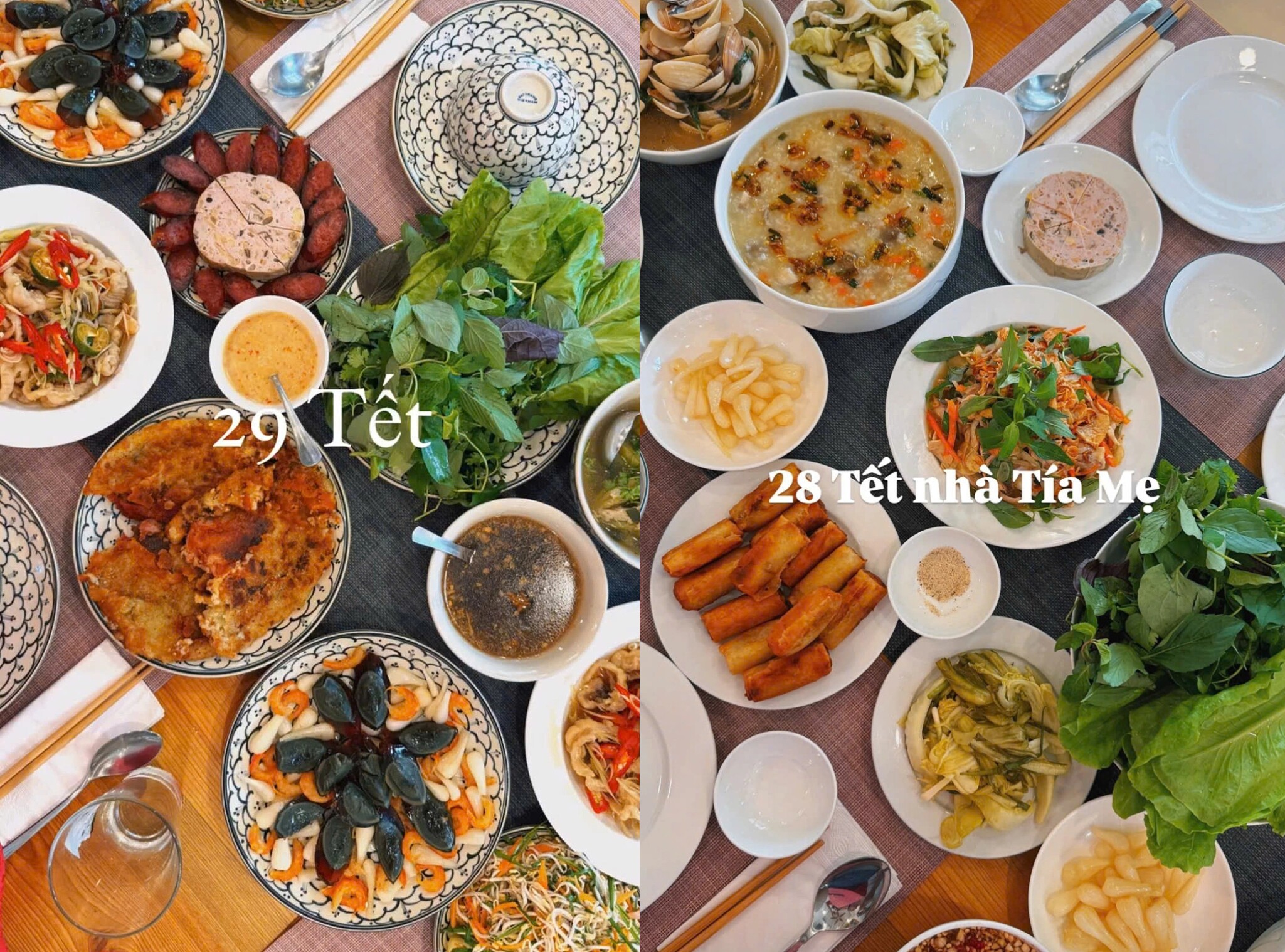 Mâm cỗ ngày Tết do người đẹp chuẩn bị khiến dân tình trầm trồ.