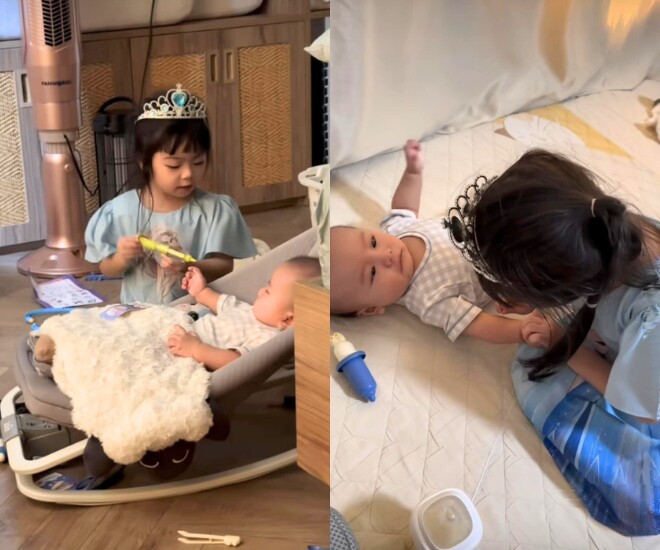 Vân Trang hạnh phúc vì các con biết yêu thương, nhường nhịn lẫn nhau.