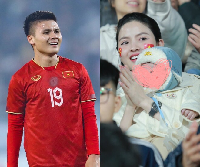 Chu Thanh Huyền thường đưa con trai đến sân cổ vũ chồng thi đấu.