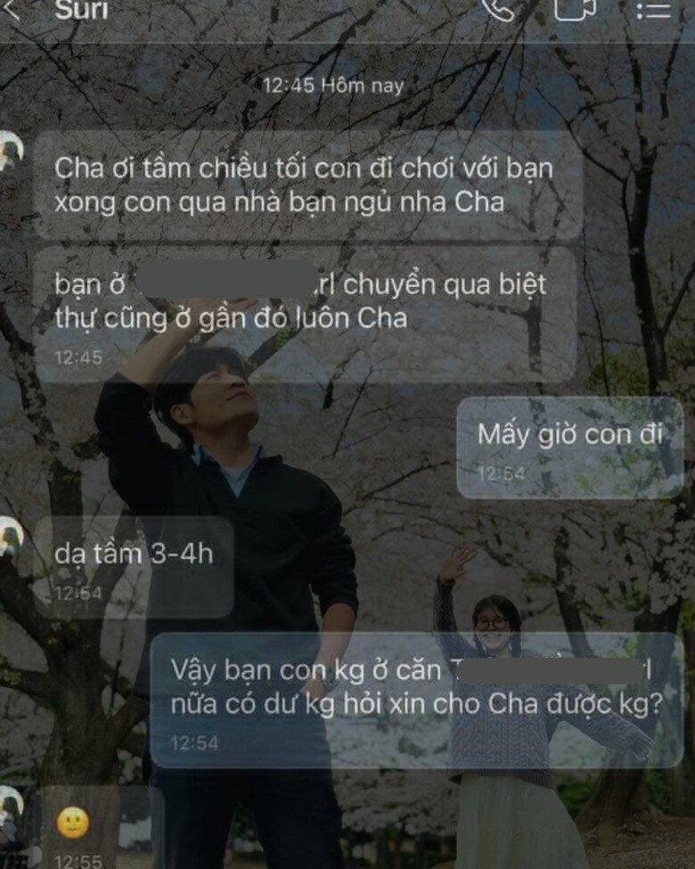 Nguyễn Văn Chung hé lộ đoạn tin nhắn con gái xin ngủ lại nhà bạn.