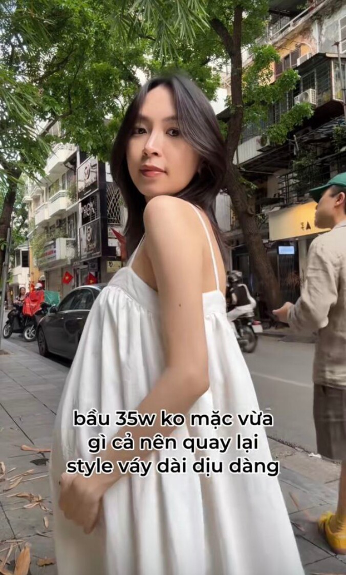 Con gái Xuân Hinh khoe bụng to vượt mặt ở tháng cuối thai kỳ.