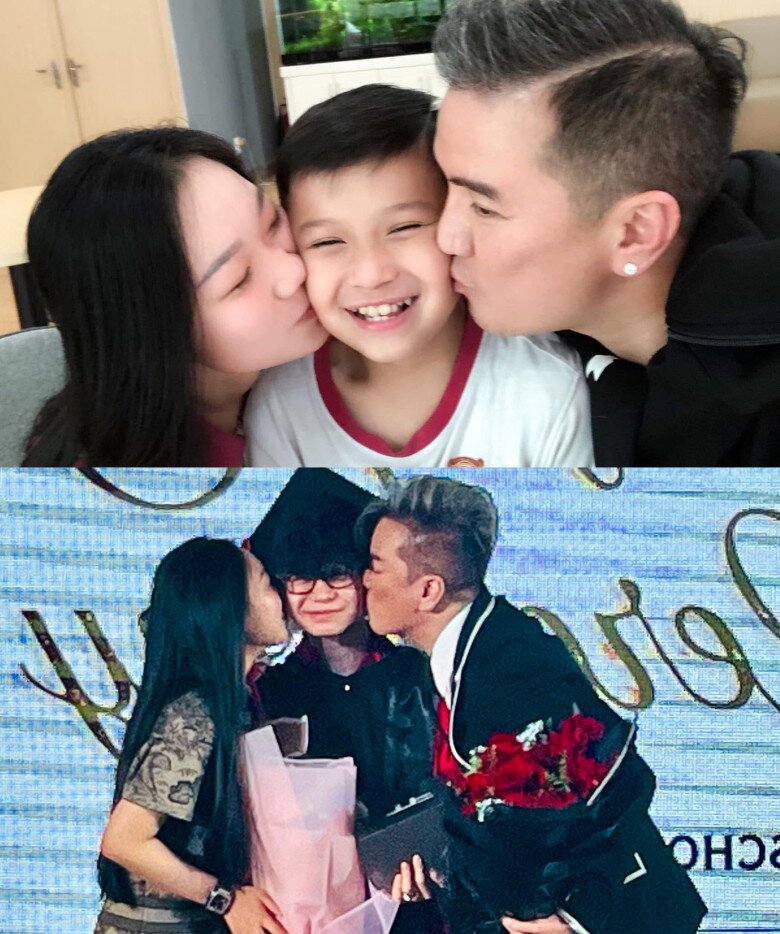  Khoảnh khắc Lâm Quân được bố nuôi và chị ruột hôn má đã được tái hiện trong lễ trưởng thành.
