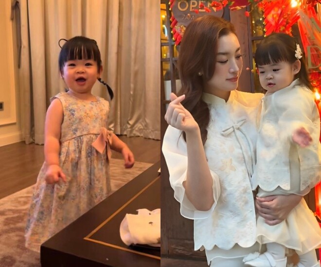 Bé Tuệ An gần 2 tuổi rất hiếu động và nói rành những câu đơn giản.