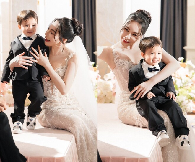 Hồ Quỳnh Hương khoe ảnh rõ mặt của con trai, bé Táo được khen trông giống hệt bố.