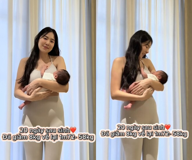 Mai Ngọc lấy lại vóc dáng thon gọn sau 20 ngày sinh nở.