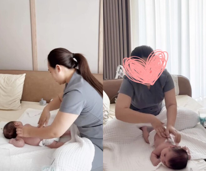 Mai Ngọc thuê bảo mẫu đến tận nhà để chăm sóc con trai.