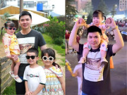 Giải trí - Chồng chủ tịch của Đỗ Mỹ Linh khoe cảnh "1 nách 3 con", ái nữ là "bản sao" được cưng ngồi trên vai bố