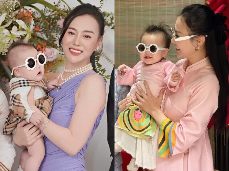 Con gái Phương Oanh cực xinh xắn, được mẹ chuẩn bị quần áo điệu đà.