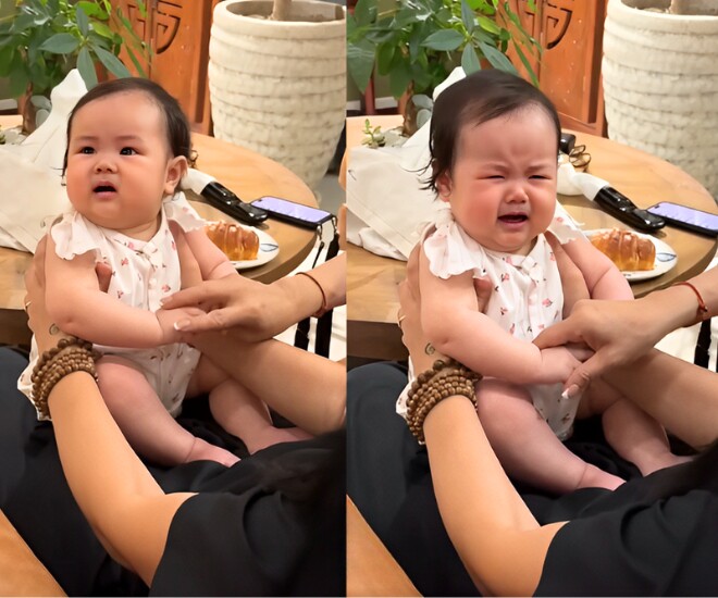 Cháu gái Quốc Trung mếu khóc khi nhìn thấy ông ngoại.