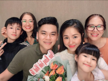 Lê Phương khoe cảnh nội - ngoại sum vầy trong ngày vui của chồng, quý tử Cà Pháo điển trai quấn quýt bên bố dượng