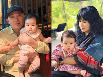 Quốc Trung mê mẩn cháu ngoại nhưng em bé nhìn thấy ông liền mếu khóc, diva Thanh Lam ngồi cạnh phải bật cười