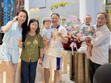 Shark Bình ăn mừng cùng bố Đại tá trong biệt thự, khoe cảnh Phương Oanh làm dâu thảo rạng rỡ bên gia đình chồng