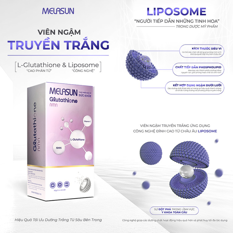 liposome tối đa khả năng hấp thu glutathione MELASUN