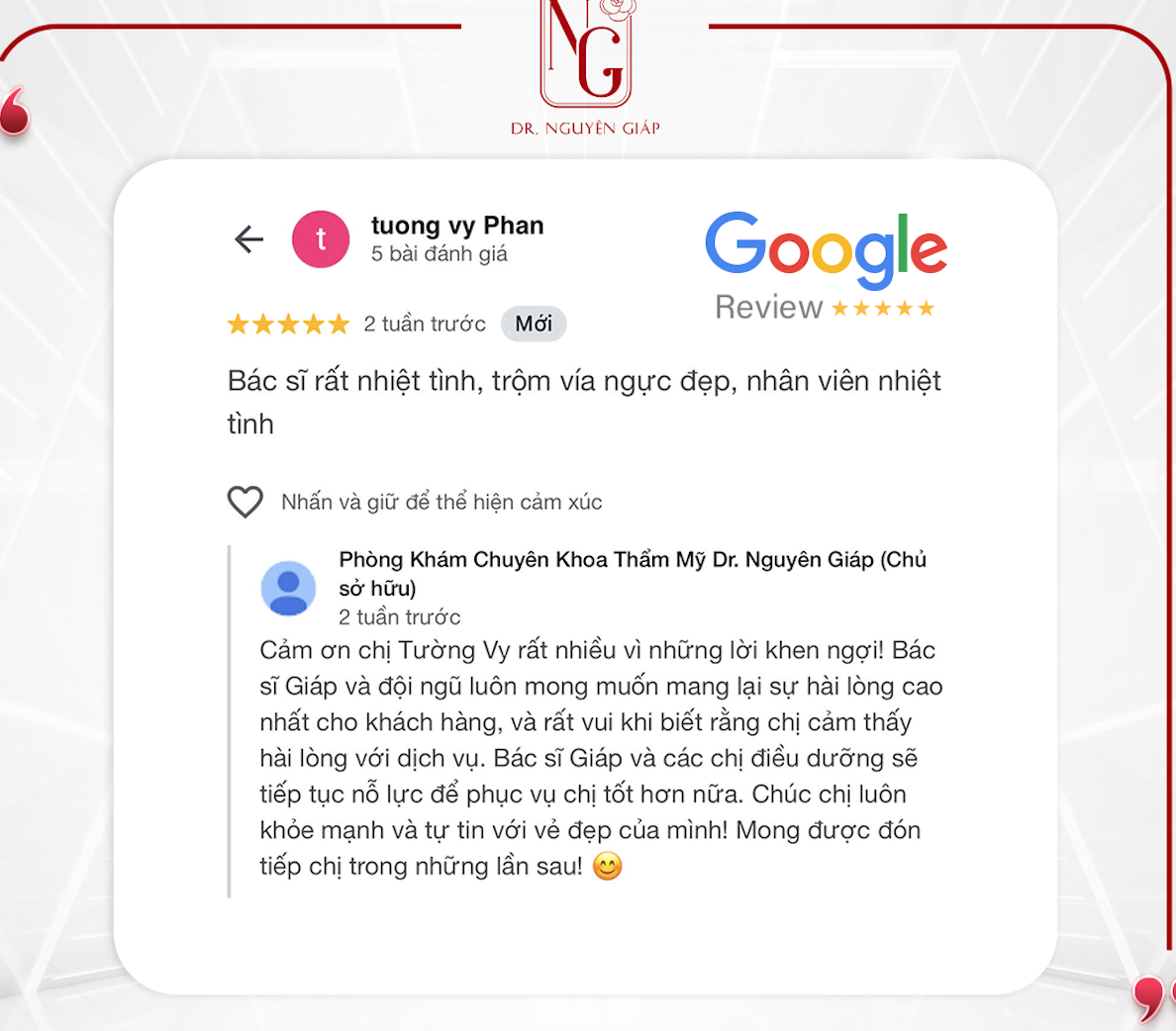 Khách hàng bày tỏ sự hài lòng với Dr. Nguyên Giáp sau liệu trình làm đẹp - 4