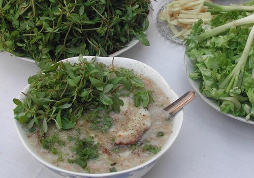 Cháo cá lóc nấu rau đắng đất mang hương vị đặc biệt