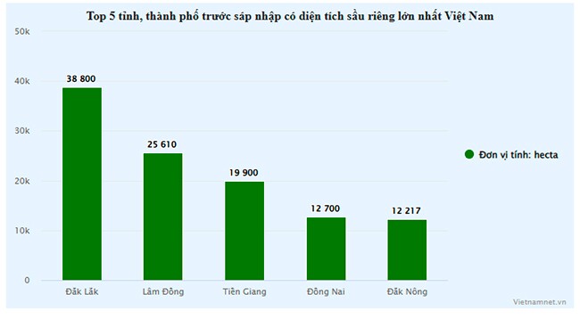 Cho thu 1-2,5 tỷ đồng/ha, tỉnh nào có diện tích sầu riêng lớn nhất sau sáp nhập? - 2
