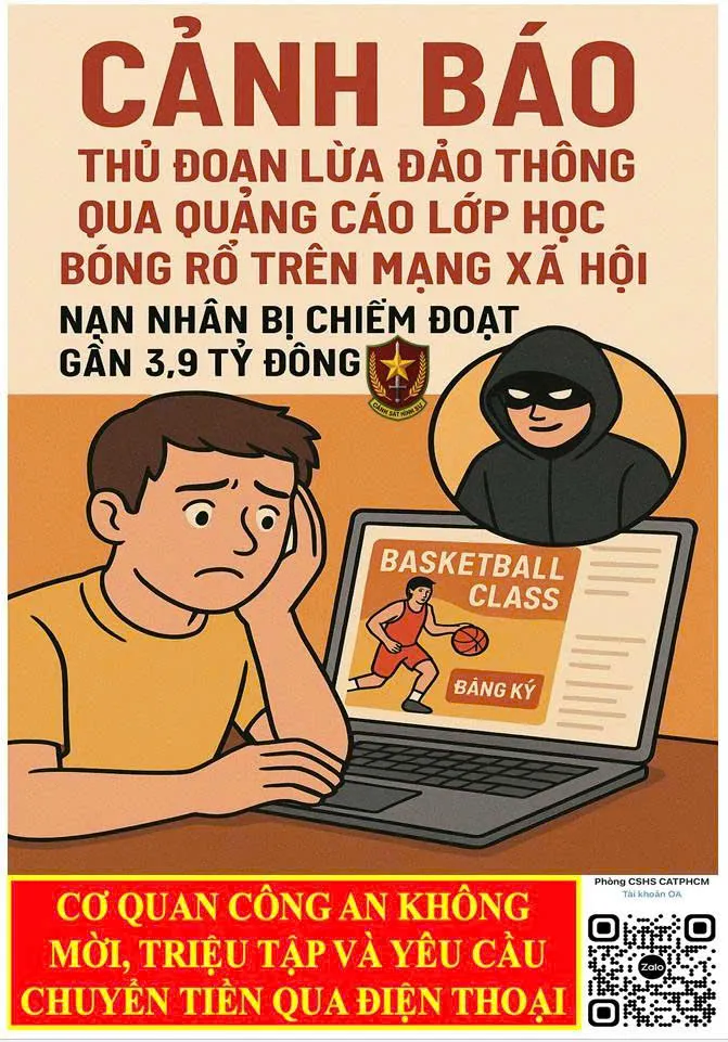Công an TP.HCM cảnh báo về thủ đoạn lừa đảo mới. Ảnh: CA