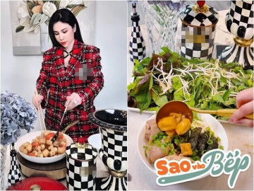 Hoa hậu lồng lộn lên đồ trăm triệu vào bếp nấu nồi bún riêu 1 triệu, bị bình luận tội gì phải khổ