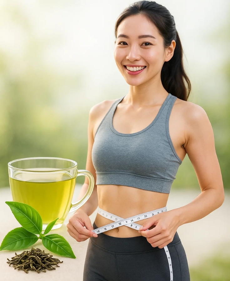 Lượng caffeine dồi dào trong trà Nhật hỗ trợ đốt cháy mỡ thừa và chuyển hoá năng lượng