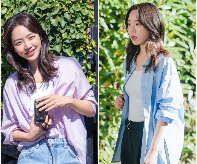  “Nữ hoàng rating” Shin Hye Sun cũng là một ví dụ tiêu biểu cho việc càng đơn giản càng đẹp khi cô chỉ mặc áo sơ mi, quần jean và áo thun bên trong là đã có ngay outfit cá tính trẻ trung.