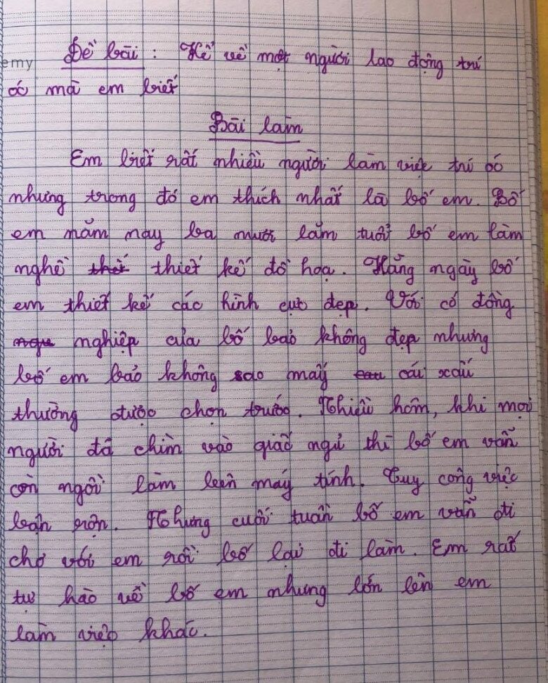 Bài văn tả “người bố lao động trí óc” của bé tiểu học đầy chân thực, cái kết khiến cô giáo ngã ngửa - 1