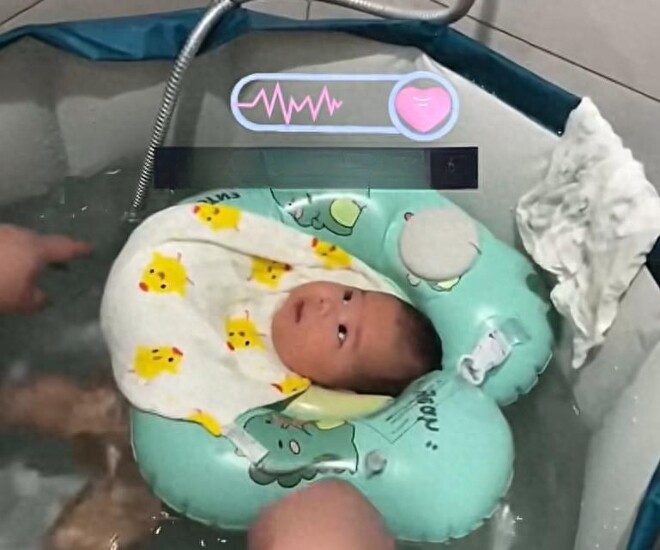 Khoảnh khắc “1 giây trước thảm hoạ”, bé 2 tháng tuổi xinh như thiên thần gặp nạn với phao bơi đỡ cổ - 1