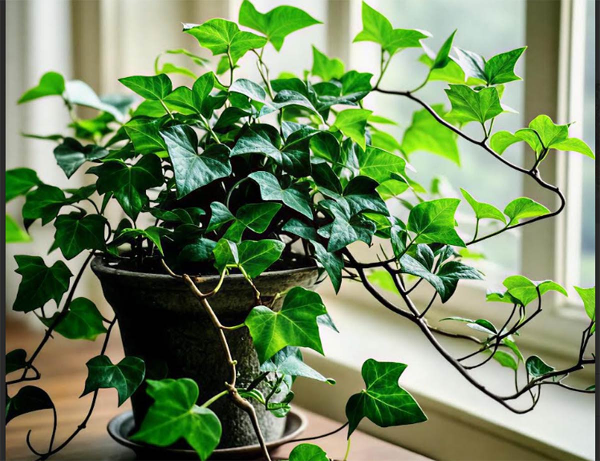 Thường xuân leo lan can, tạo lớp rèm xanh tự nhiên, giúp ban công mát mẻ và tăng độ riêng tư cho căn hộ.