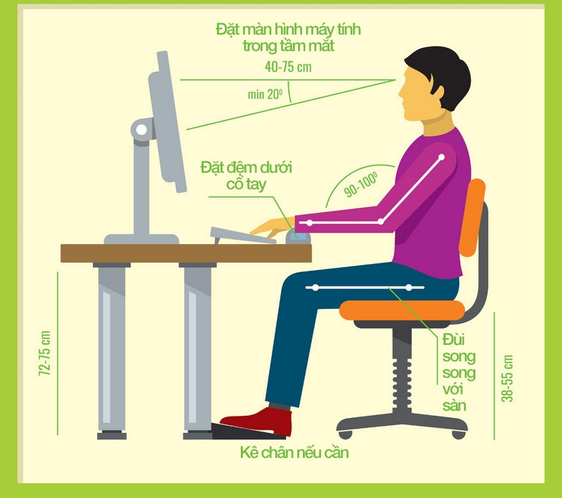 Tư thế làm việc giúp giảm áp lực lên cổ tay