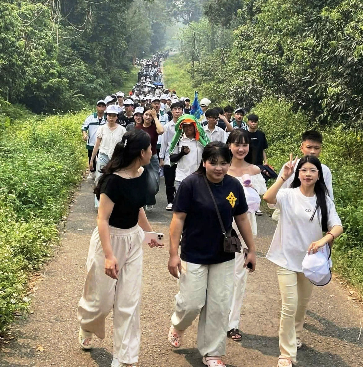 Cuối tuần lượng khách đổ về Cúc Phương trải nghiệm săn bướm, check-in cây ráy khổng lồ với số lượng lớn. Ảnh: C.P