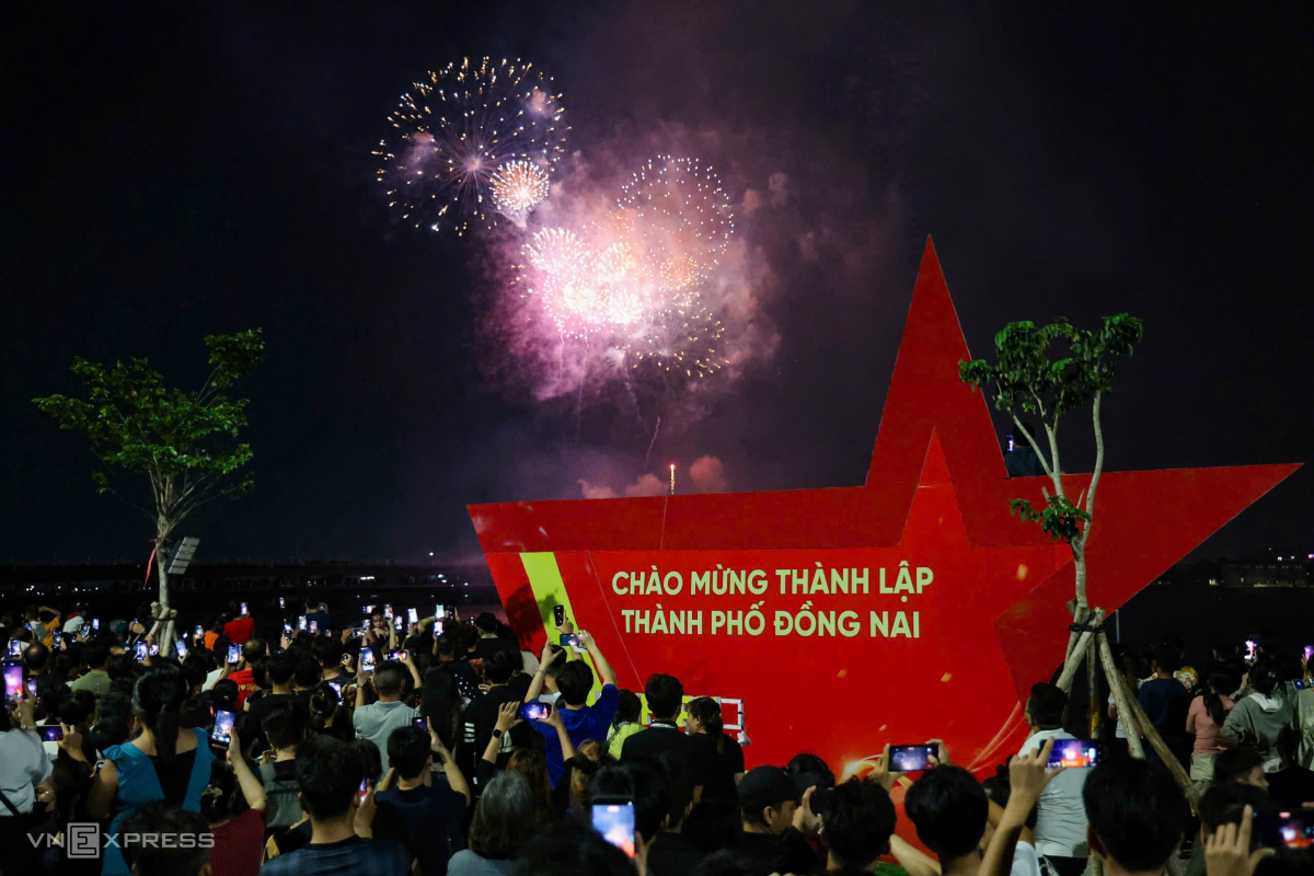 Pháo hoa rực sáng bầu trời TP HCM, Đồng Nai đêm 30/4 - 18