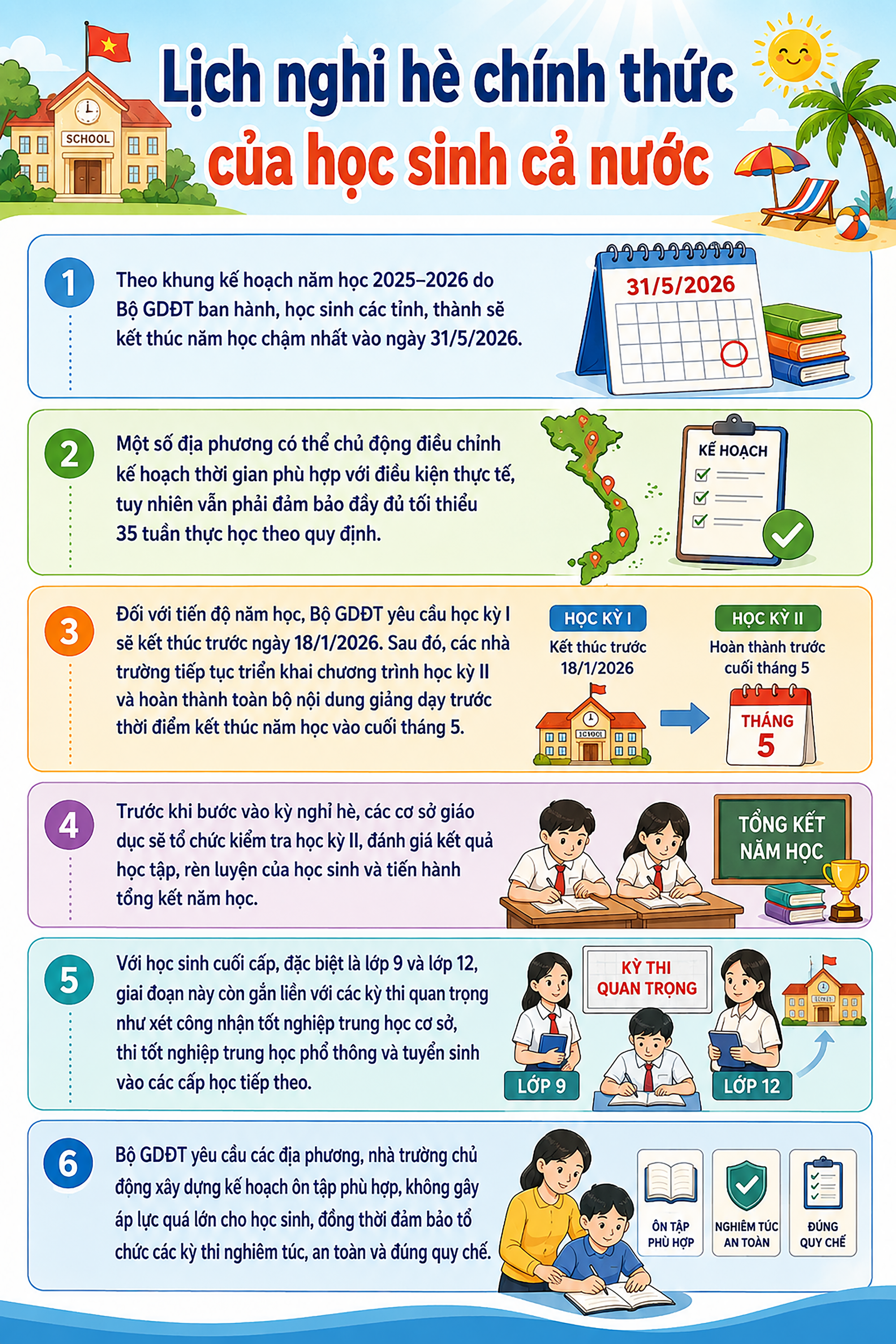 Lịch nghỉ hè của học sinh cả nước - 1