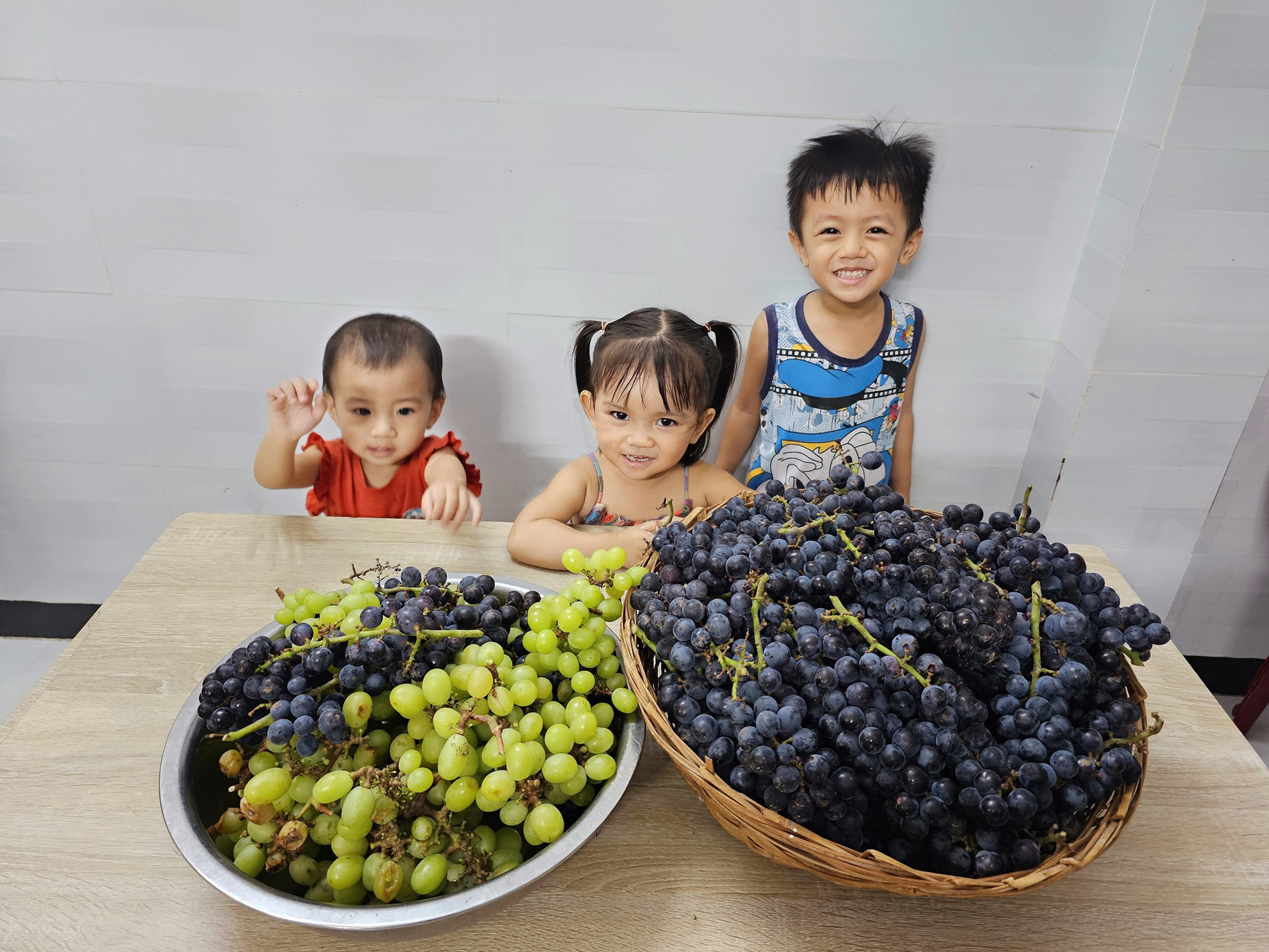 Gia đình nhỏ bội thu nho