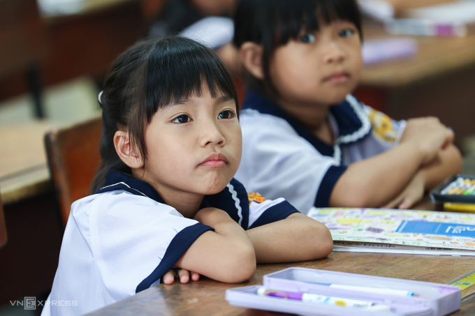 Học sinh trường Tiểu học Bùi Văn Mới, TP HCM, tháng 9/2025. Ảnh: Quỳnh Trần
