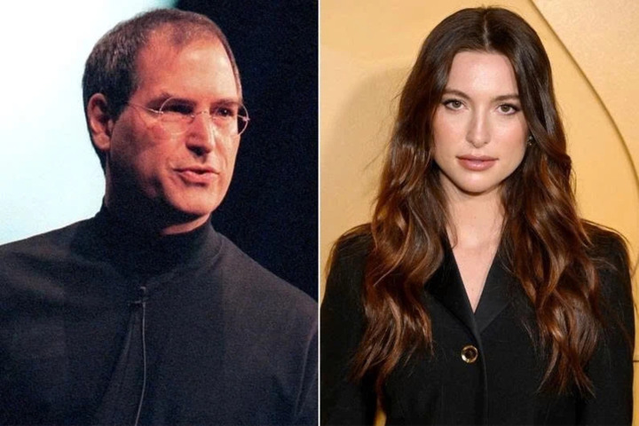 Eve Jobs và cha là Steve Jobs. (Ảnh: AFP)