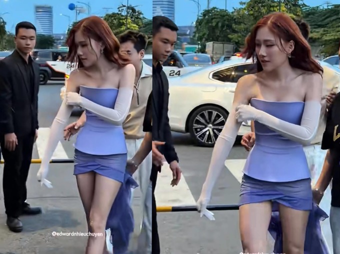 Khoảnh khắc khiến Huỳnh Uyển Ân bị chê tỷ lệ cơ thể kém cân đối.