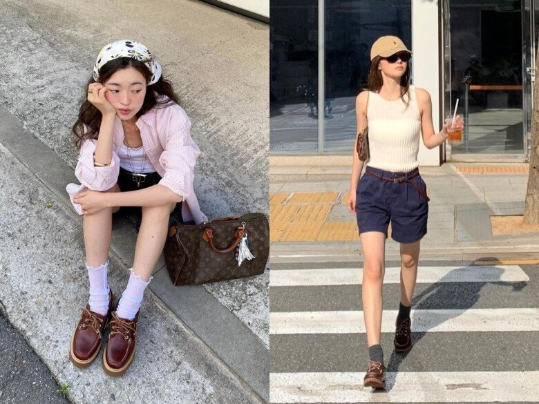 Giày boat khi kết hợp cùng quần short tạo nên tổng thể trẻ trung, năng động nhưng vẫn giữ được nét thanh lịch đặc trưng.