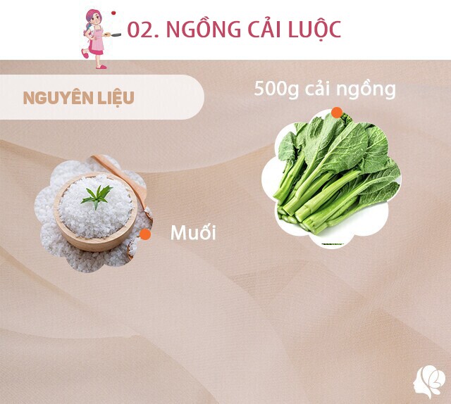 Chuẩn bị: Ngồng cải 500g, muối.