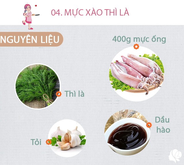 Chuẩn bị: 400g mực ống, tỏi, thì là, dầu hào, bột canhi, dầu ăn, hạt tiêu.