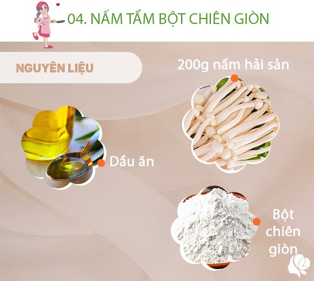 Chuẩn bị: 200g nấm hải sản, dầu ăn, bột chiên giòn, nước lọc.