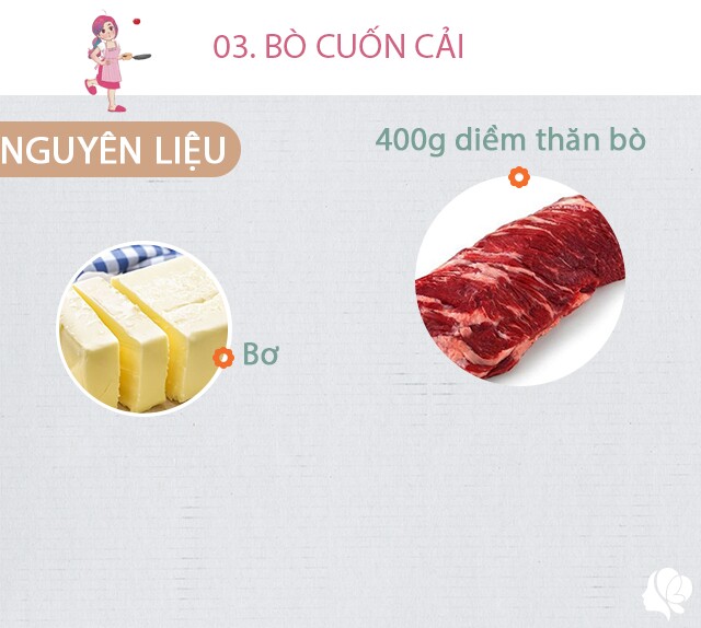 Chuẩn bị: 400g thịt bò (chọn diềm thăn cho mềm, không có thì sử dụng phần thăn), muối tiêu, bơ. Các loại rau quả cuốn ăn kèm: Dưa chuột, chuối xanh, dứa, cà rốt, gừng, rau cải mơ.