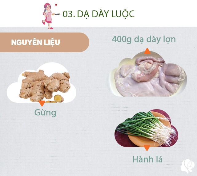 Chuẩn bị: 400g dạ dày, gừng, hành lá. 