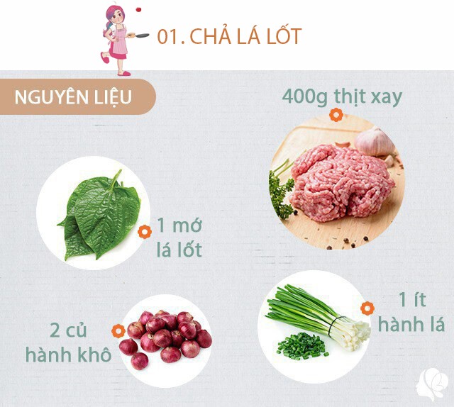 Chuẩn bị: - Thịt ba chỉ: 400g - Lá lốt 1 mớ - Hành lá 3 nhánh - Bột nêm, hạt tiêu, muối, dầu ăn, mắm, đường