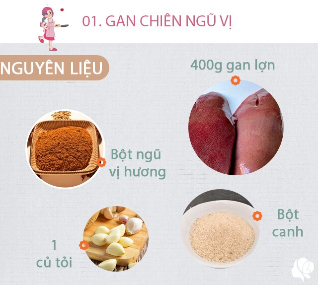Chuẩn bị: 400g gan lợn ngon, bột canh, dầu ăn, tỏi, bột ngũ vị hương.