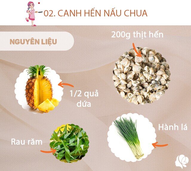 Chuẩn bị: 200g thịt hến, hành lá, rau răm, 1/2 quả dứa, muối, hành khô.