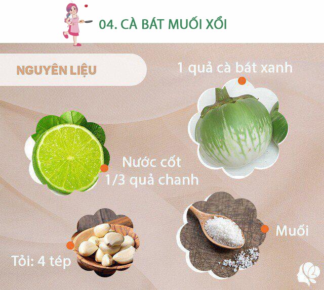Chuẩn bị: 1 quả cà bát xanh, chanh, tỏi, muối, ớt, đường