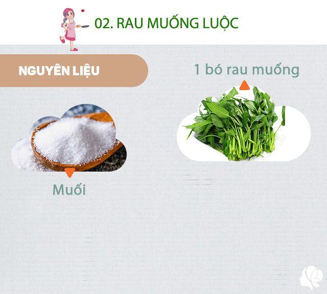 Chuẩn bị: 1 bó rau muống, 1 ít muối.