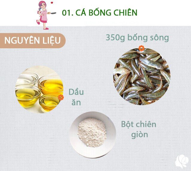 Chuẩn bị: 350g bống sông, dầu ăn, bột chiên giòn.